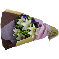 Five Steamed White Color Lily Bouquet