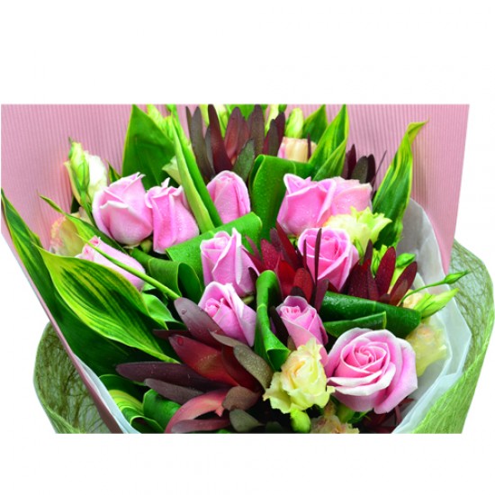 One Dozen Special Pink Roses Bouquet